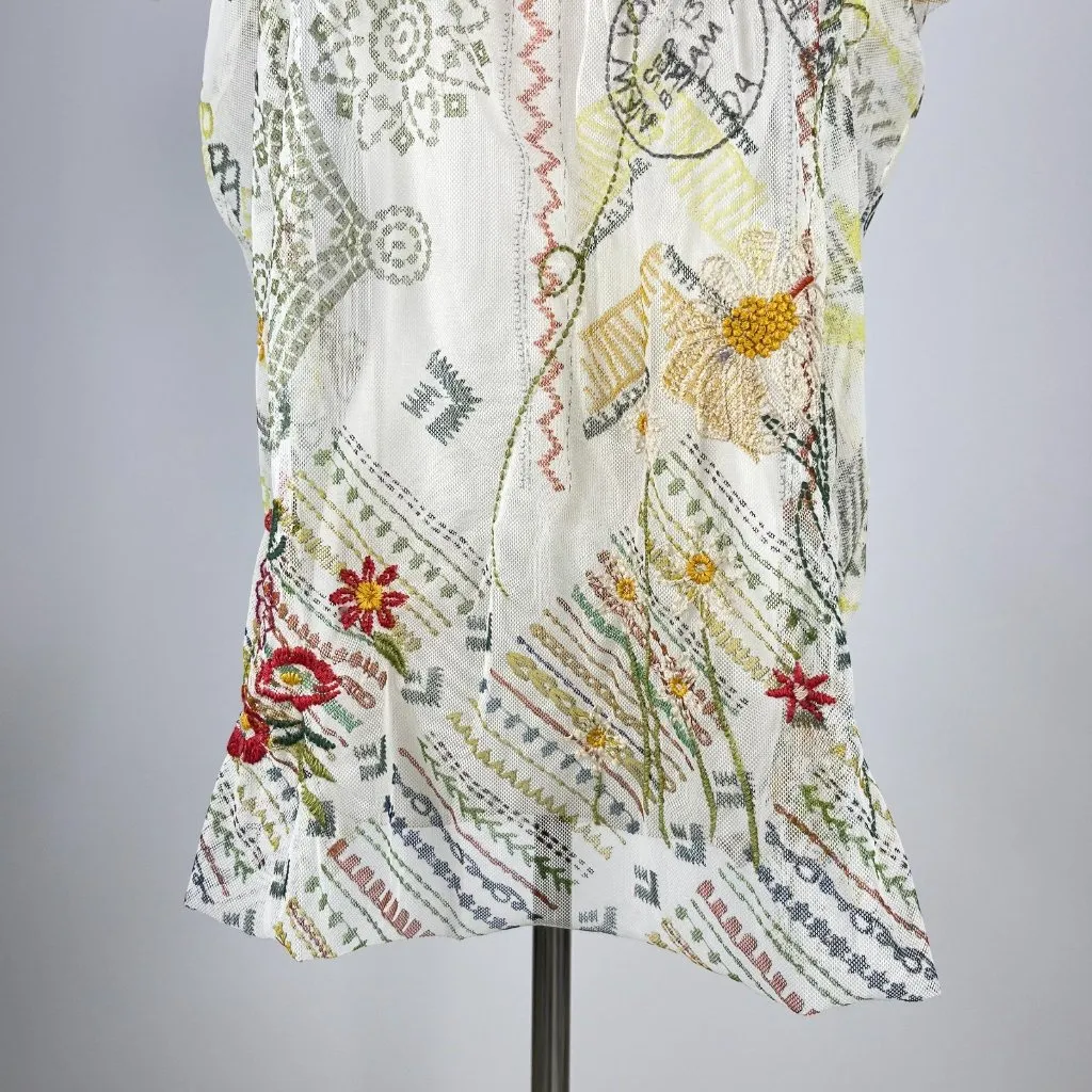 NWOT Johnny Was Merida Mesh Floral Flowers Sheer Embroidered Blouse Top Size S - Image 9