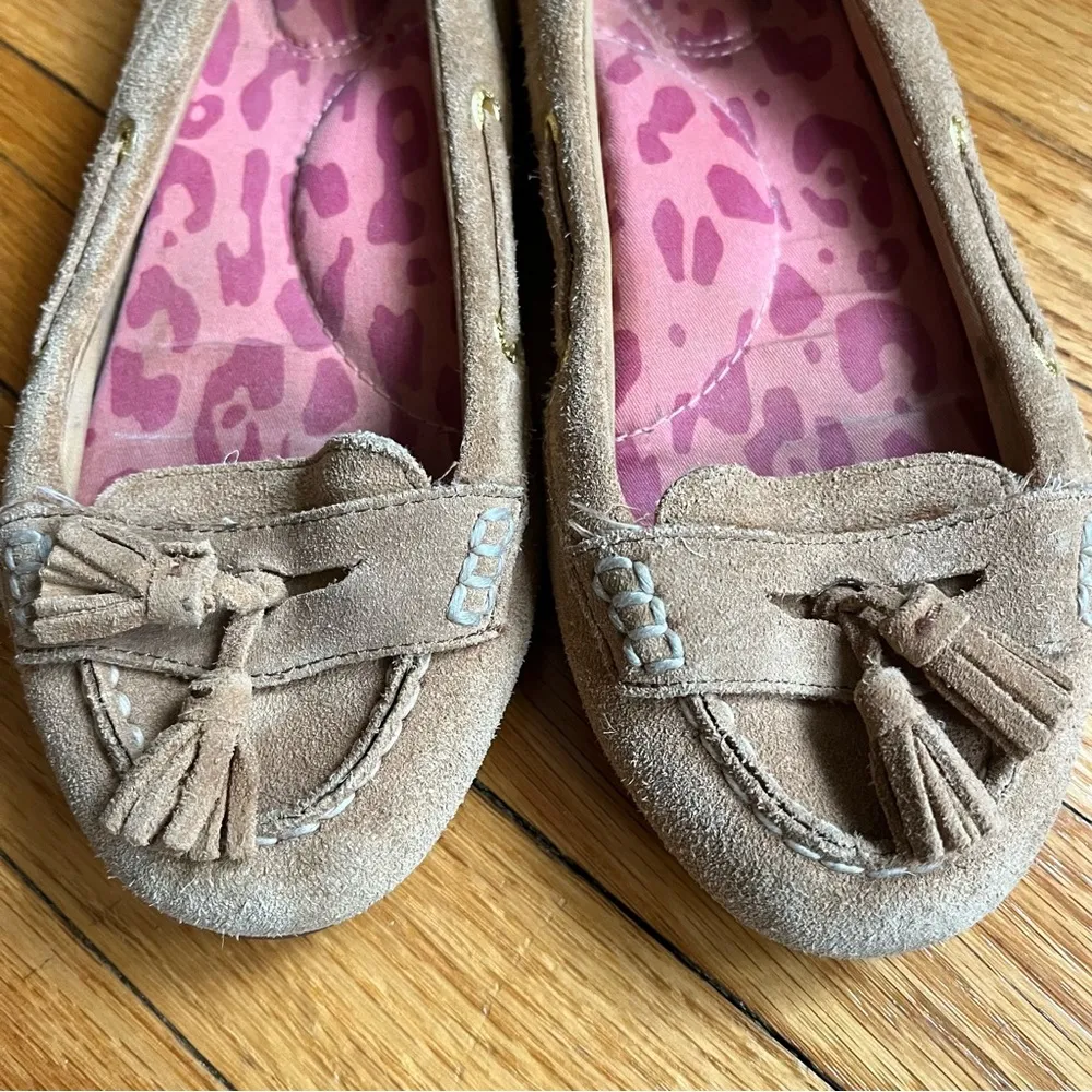 Sperry Top Sider Suede Tassel Boat Shoe Size 5-1/2 Womens Light Carmel Slip On - Image 2
