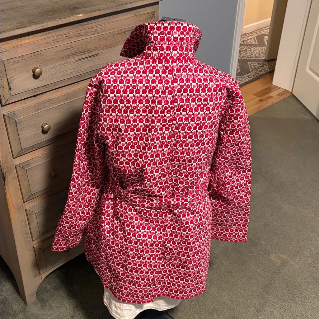 GAP Pink and White Tulip Patterned Waterproof belted Trench Coat - Image 7