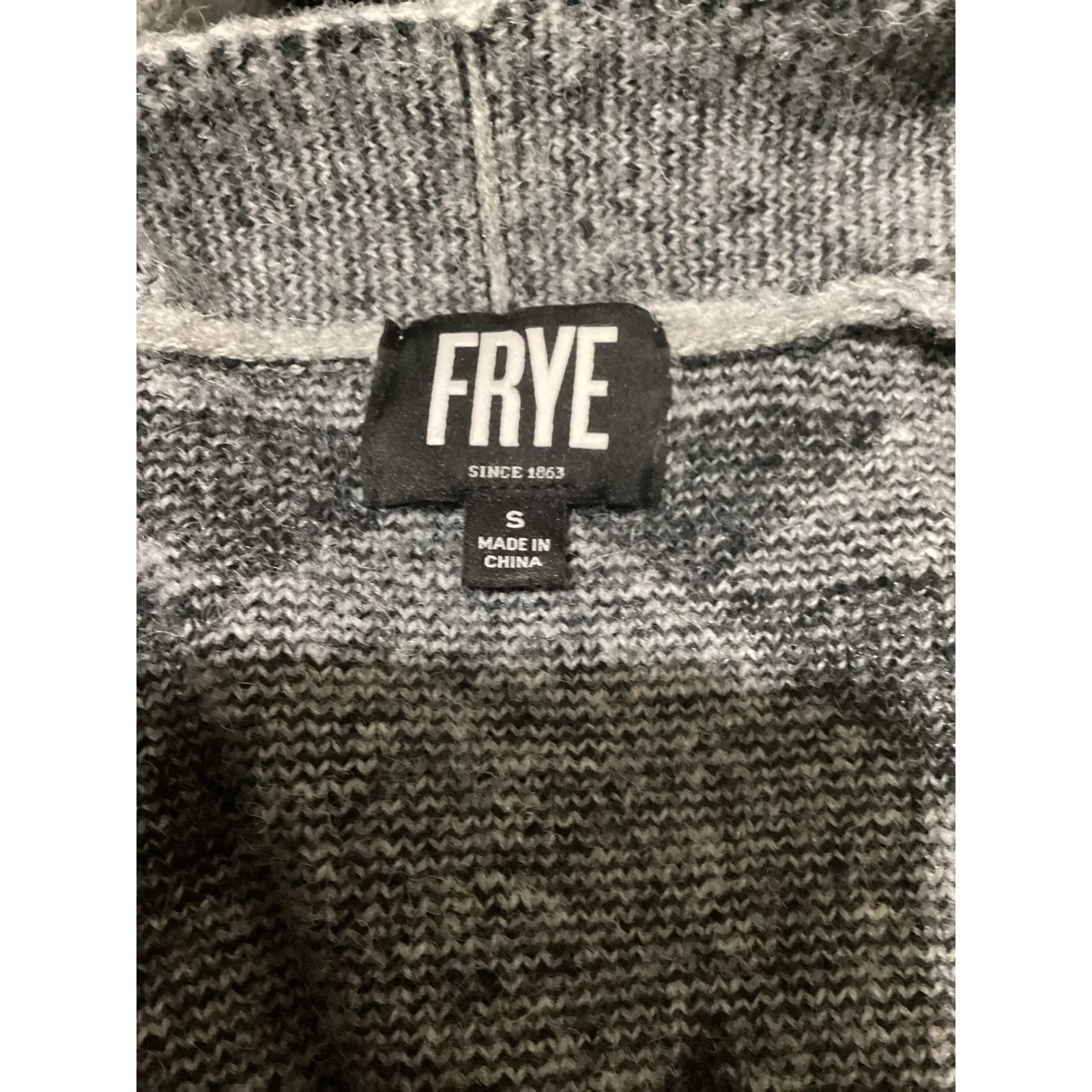 FRYE Women's Geometric Print Open Front Cardigan Sweater Size S Gray Black - Image 5