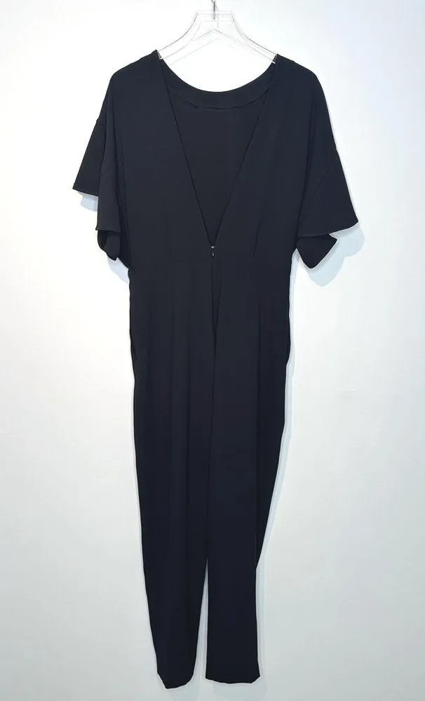 Iro Singles Scoopneck Flutter Sleeve Deep V Back Black Jumpsuit Pants Sz 40 NWT - Image 4