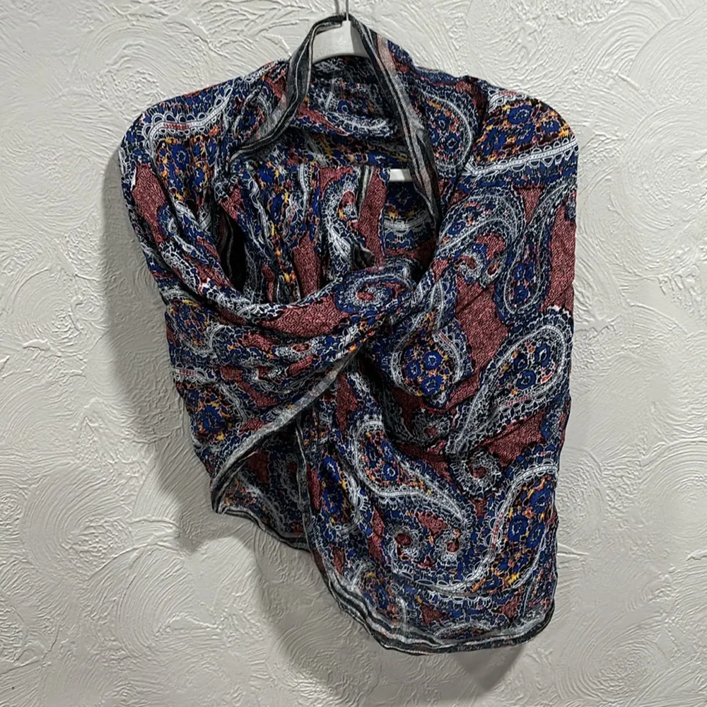 J Crew Paisley Print Linen Blend Scarf - Image 4