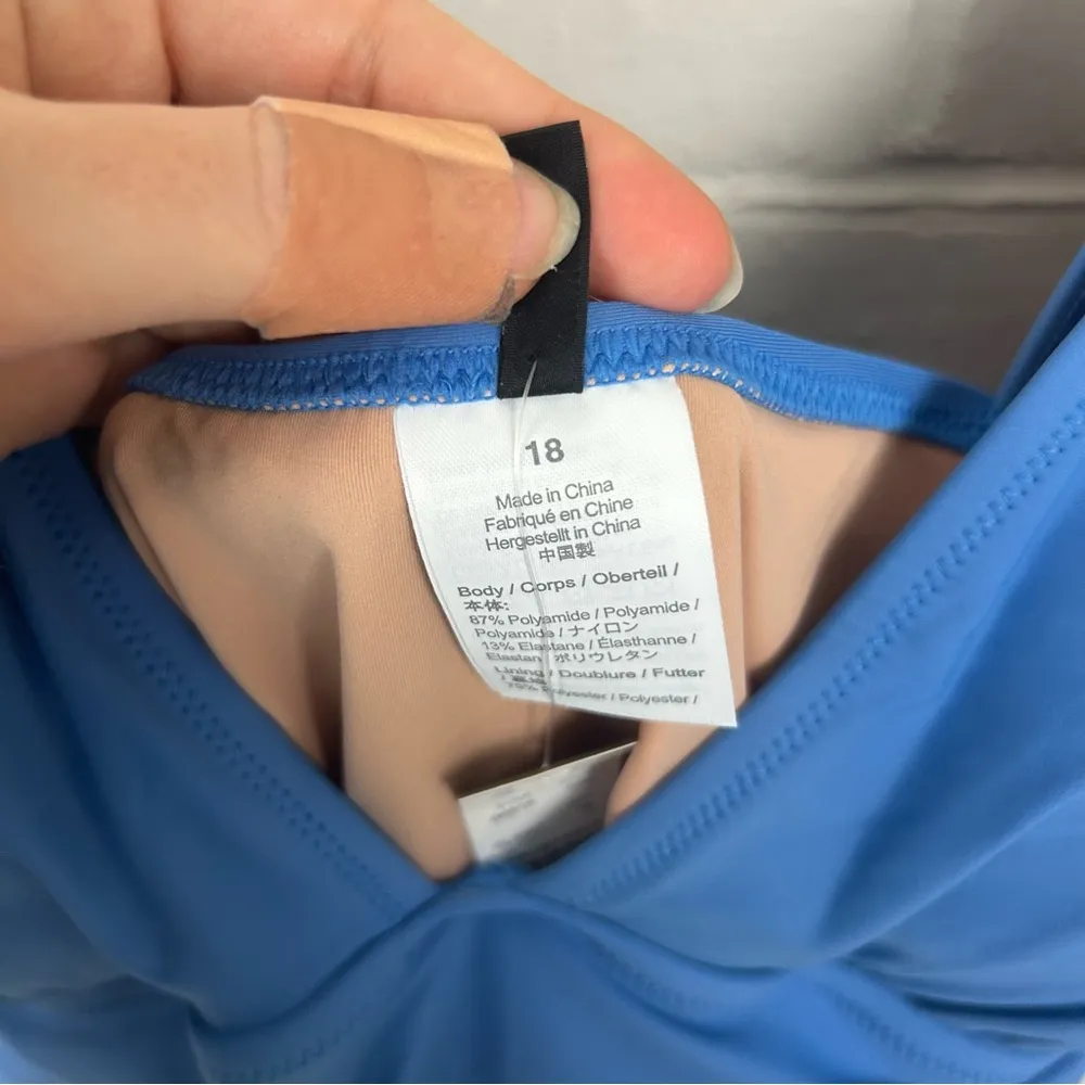 NWT J.Crew Ruched Femme Blue Padded One Piece Swimsuit Size 18 - Image 8