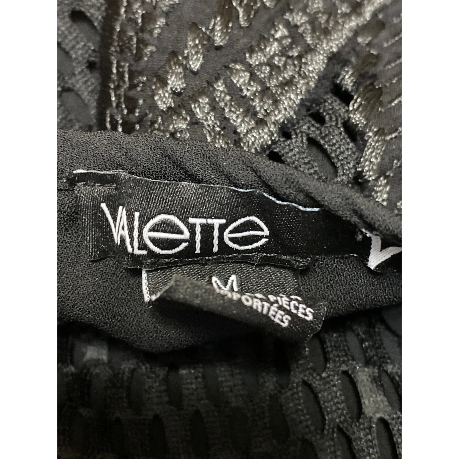 Valette Women's Black Sleeveless Embroidered Floral Eyelet Tank Blouse Top Sz M Size M - Image 3