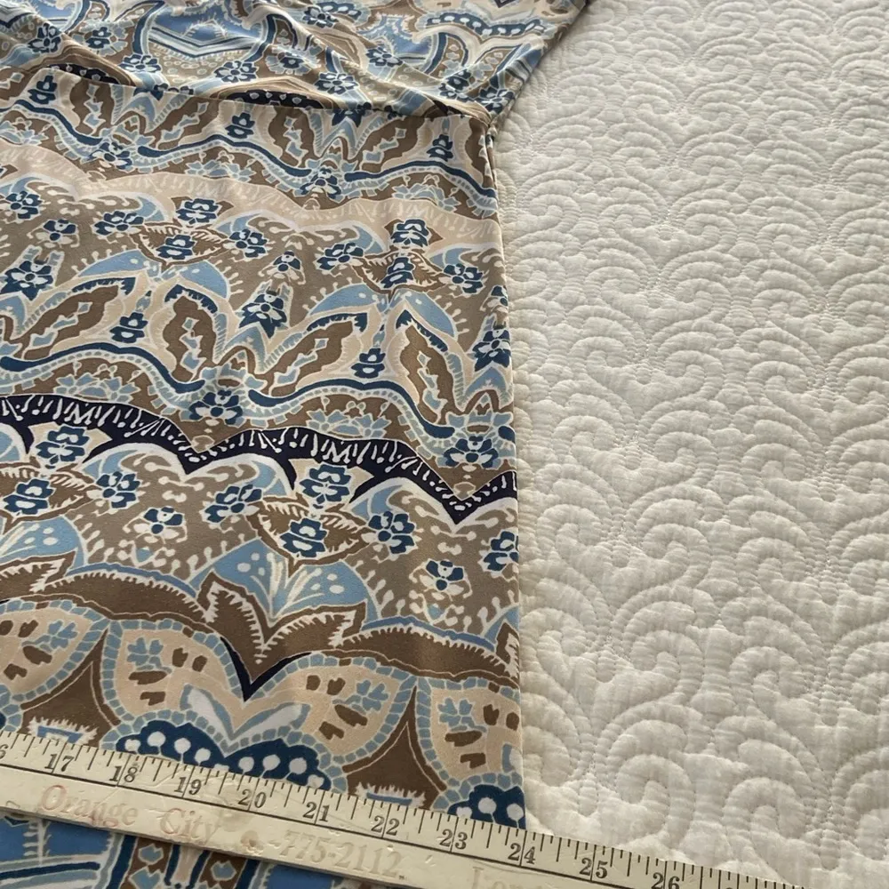 Axcess by Liz Claiborne Blue and Brown Patterned Faux Wrap Dress Size Medium - Image 11