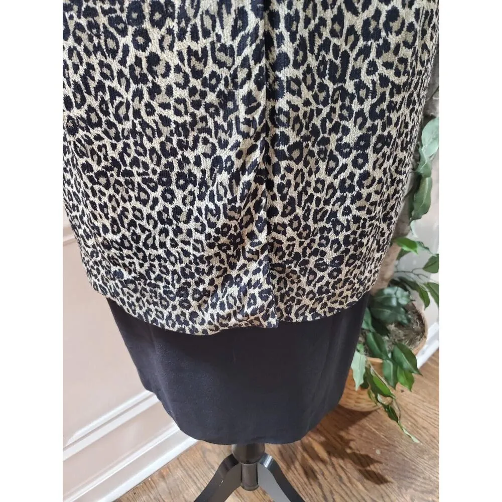 Vintage August Max Animal Print Rayon Half Sleeve Knee Length Dress Size 18 Black - Image 4