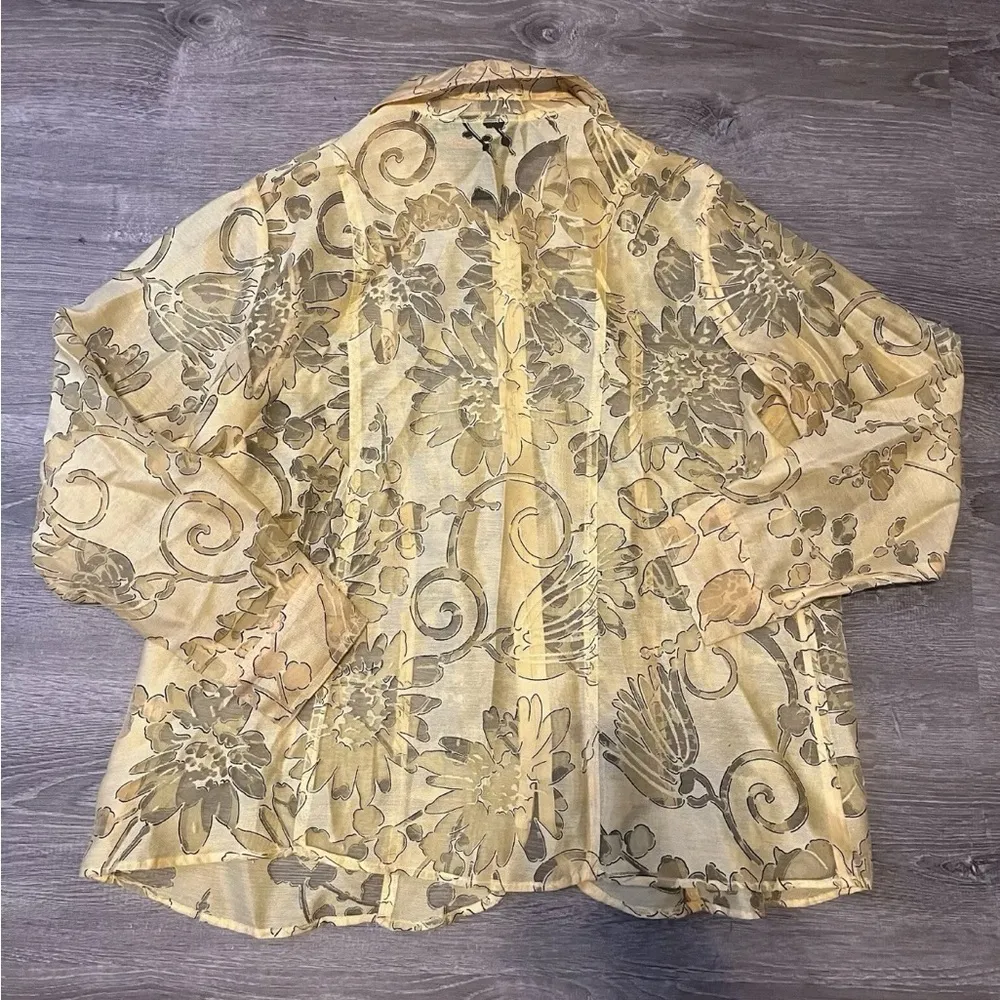 Susan Graver Yellow Linen Blend Full Zip Lightweight Collared Jacket Women’s 1X - Image 10