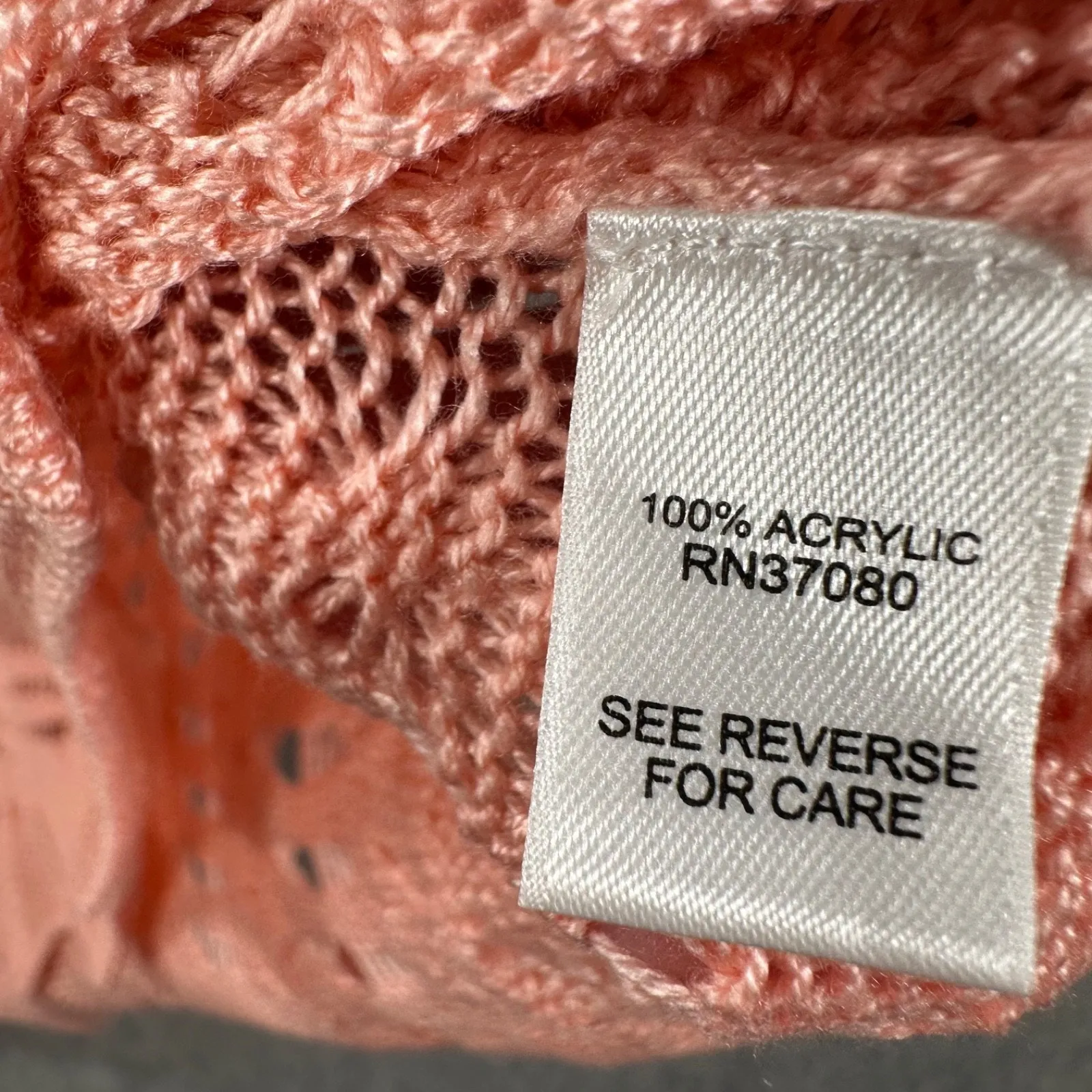 Cato Est. 1946 Open Knit Crochet Sweater Women's XL Pink V-Neck Scallop Hem - Image 7