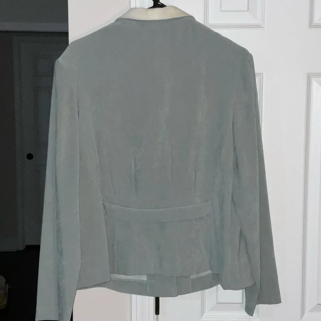 Vintage R&K Women's sage faux suede suit Gray Size 12 - Image 6