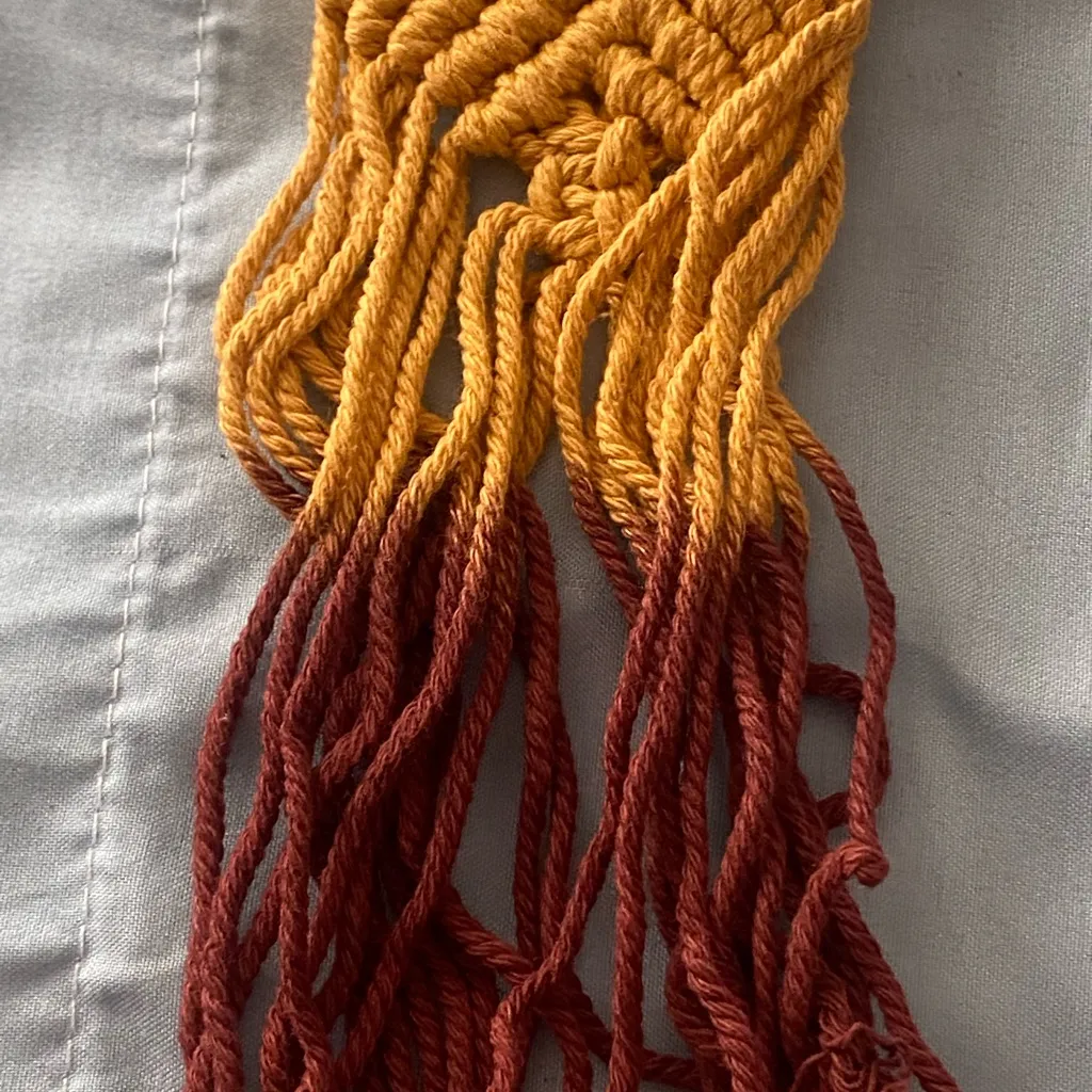 Paparazzi Boho Cloth Macrame 26” Necklace Tassel Earrings Set Yellow New - Image 3