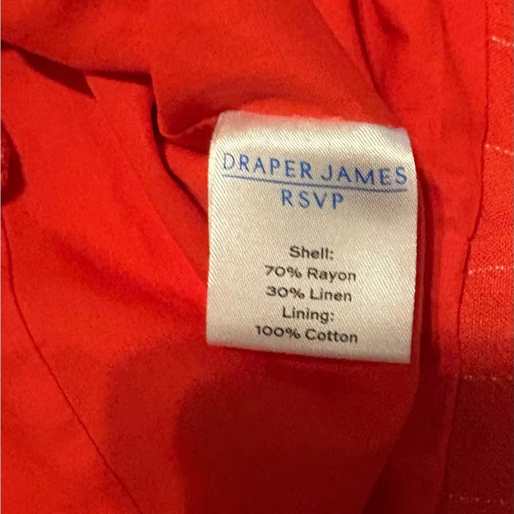 Draper James orange striped Linen Suit Vest size large - Image 5