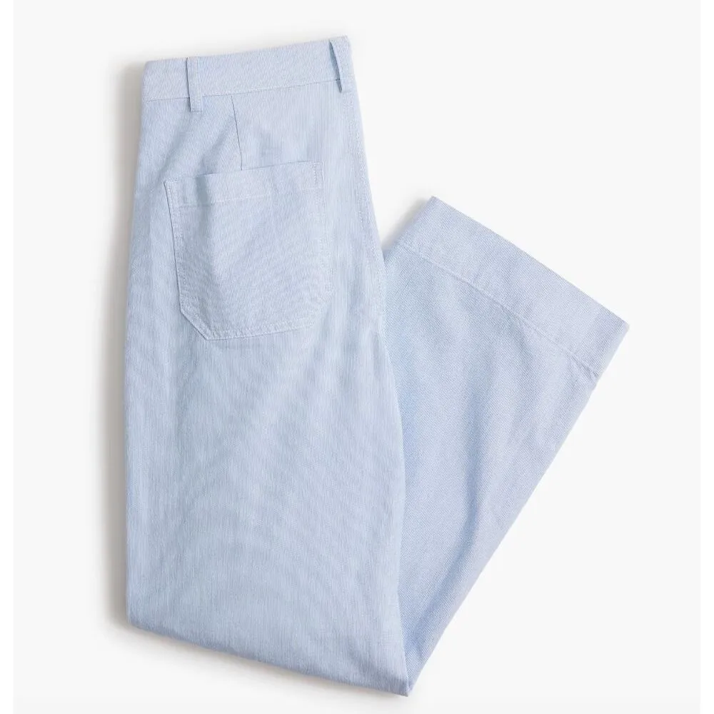 J.Crew Petite Striped High Rise Wide Leg Cropped Pant Blue White US 27 P NWT - Image 5