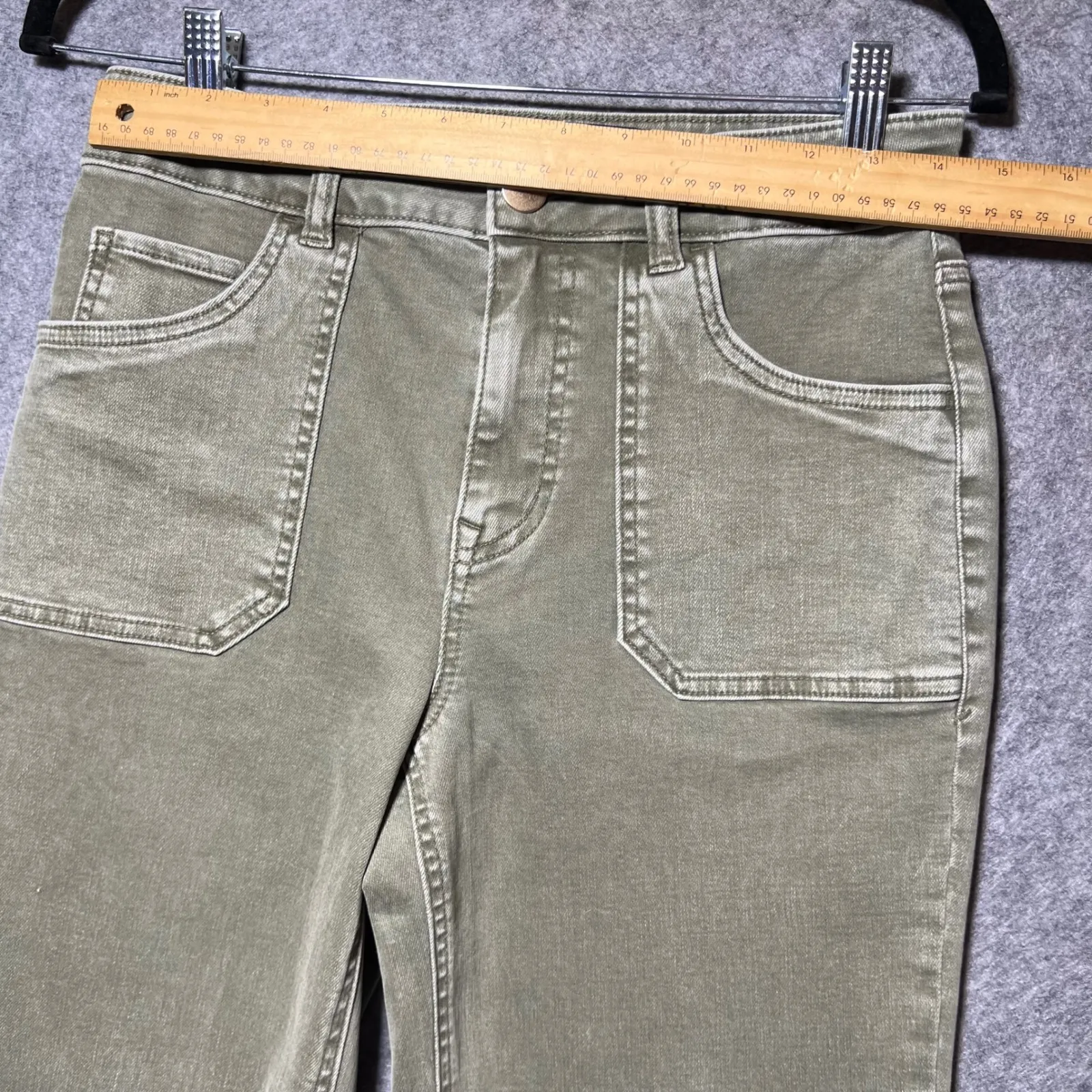 M Jeans by Maurices High Rise Slim Straight Ankle Pants Olive Green Size 8 - Image 2