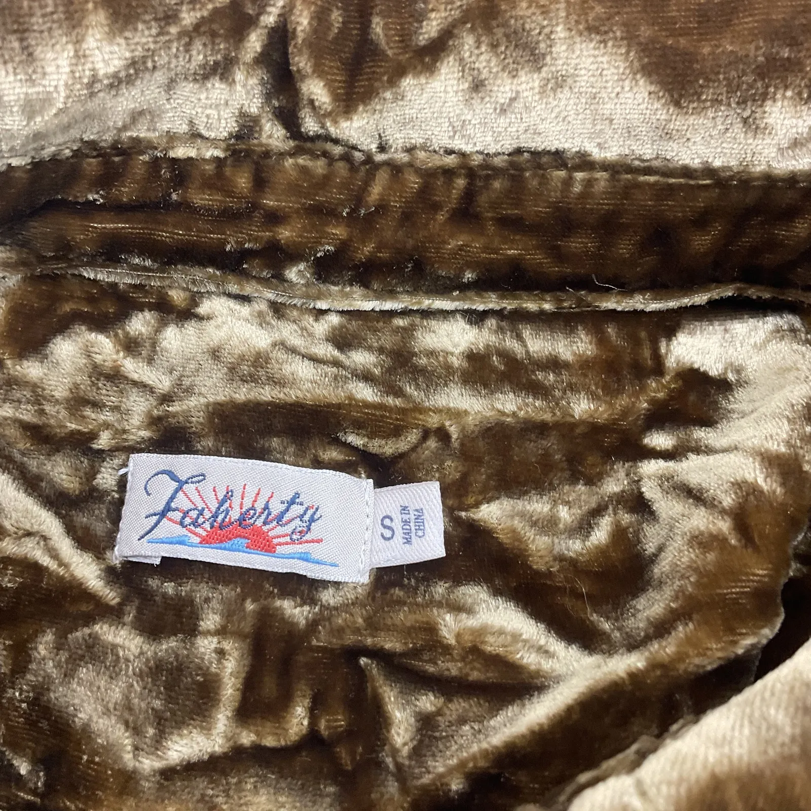 Faherty Brown Velvet Button Down Shirt - Image 3