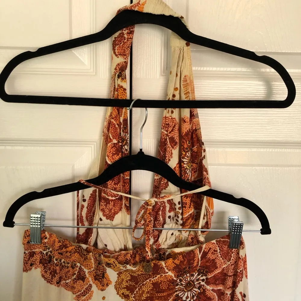 Farm Rio x Anthropologie Cutout Floral Maxi Dress in Neutral Motif Size L - Image 8