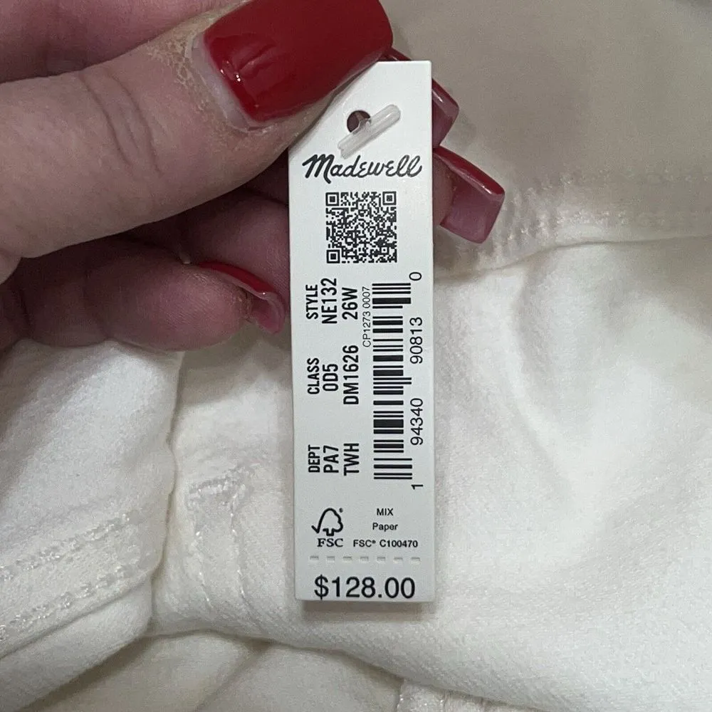 Madewell The Plus Curvy Perfect Vintage Jean Tile White Women Size 26W High Rise - Image 10