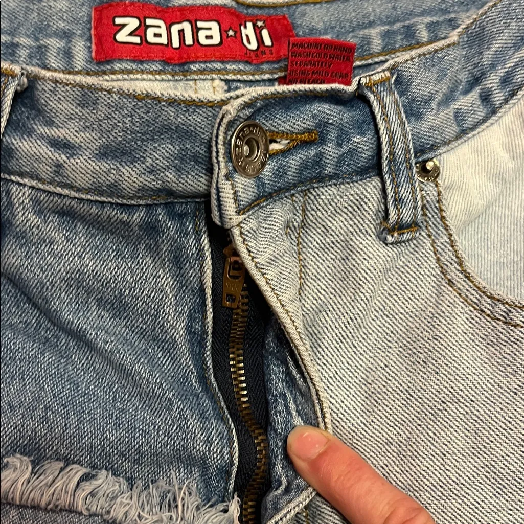 Y2K Zana-di Women's Blue Patchwork Flare Jeans - Image 7