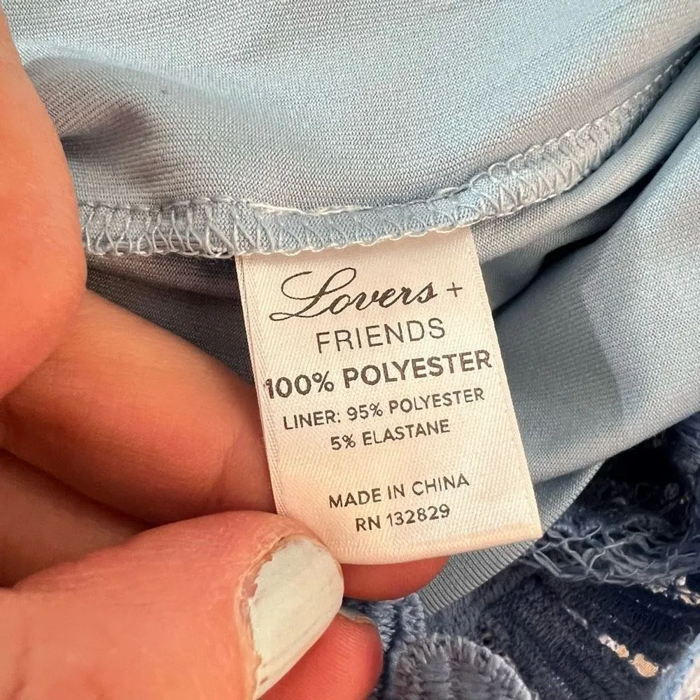 Lovers & friends baby blue lace scallop hem party dress size small - Image 9