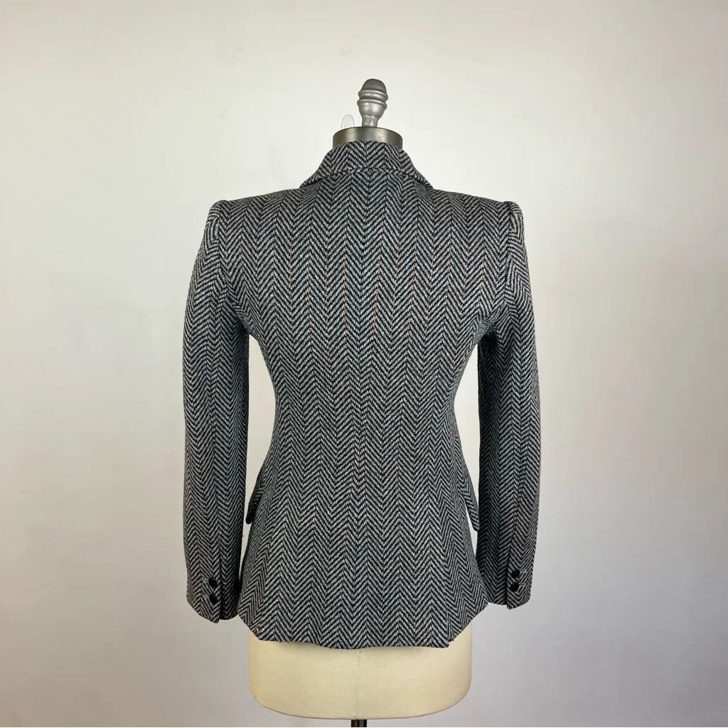 L’Agence Chamberlain Blazer In Black/ Ivory Chevron - Image 6