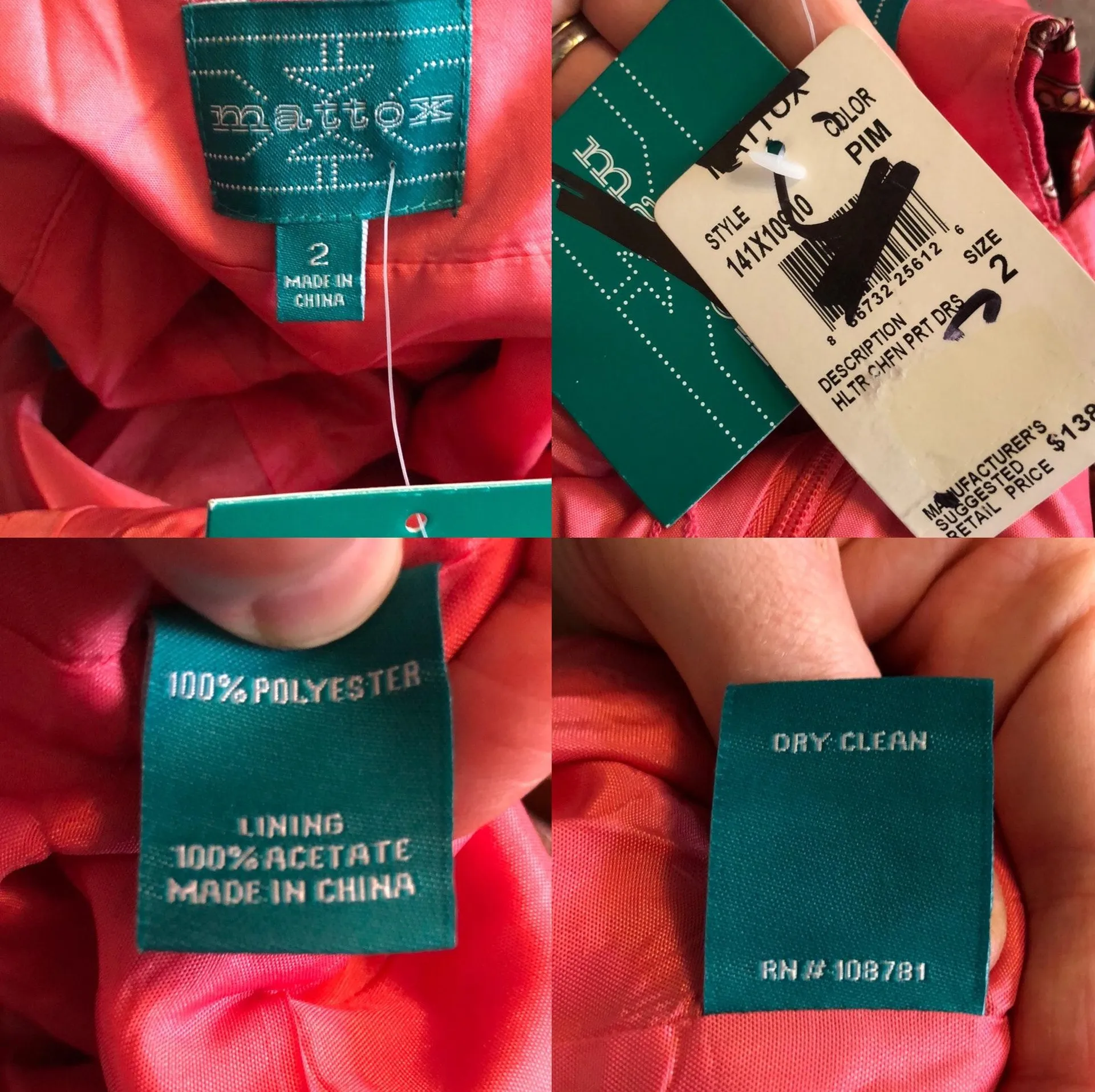 Mattox Pink & Orange Halter Chiffon Party Dress - Image 10