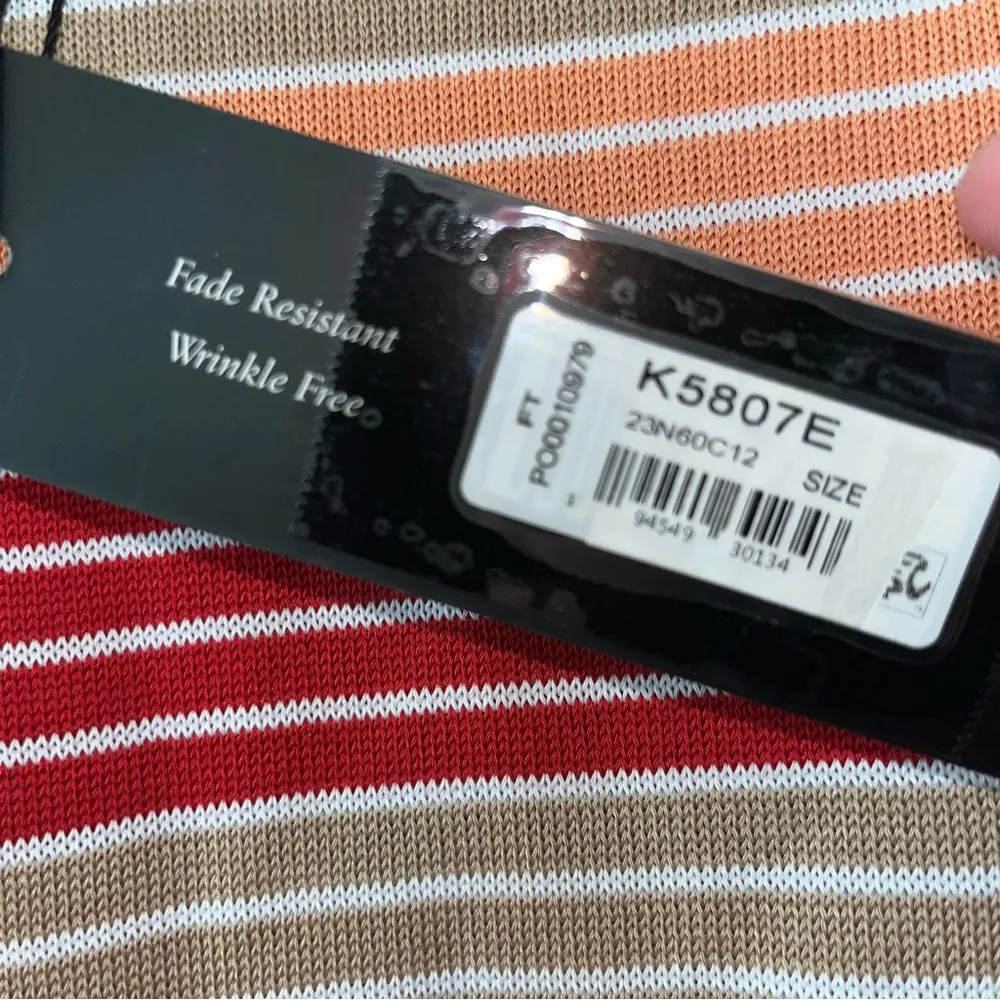 Misook Color Block Stripe Acrylic Knit Dress Women Size Medium Red Peach Tan NEW - Image 5