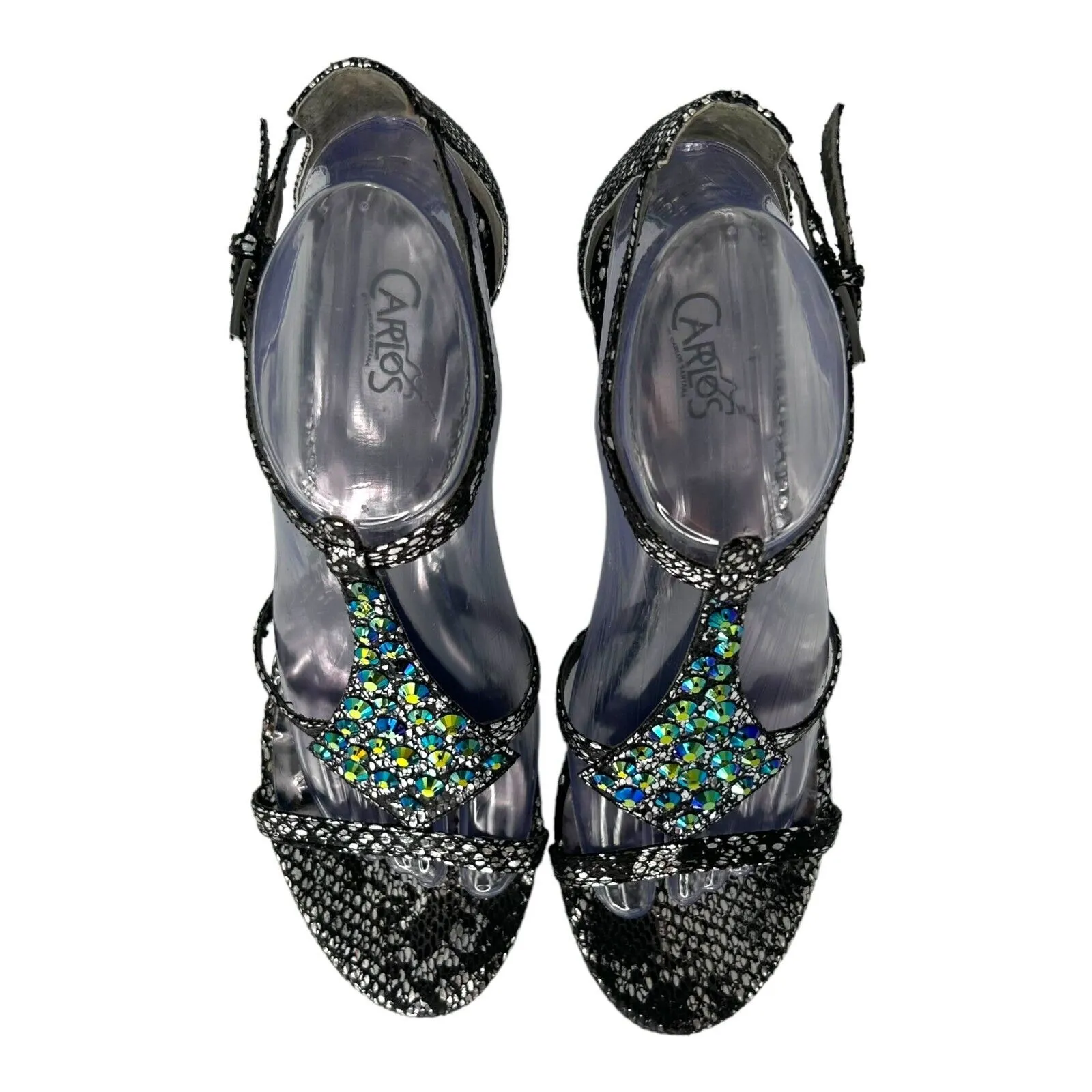 CARLOS SANTANA Starlet Gladiator Black Glitter Crystal Sandals Shoes Size 8 - Image 8