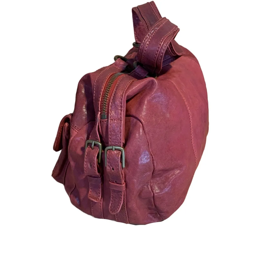 MARC NEW YORK ANDREW MARC RED DISTRESSED LEATHER SHOULDER BAG - Image 4