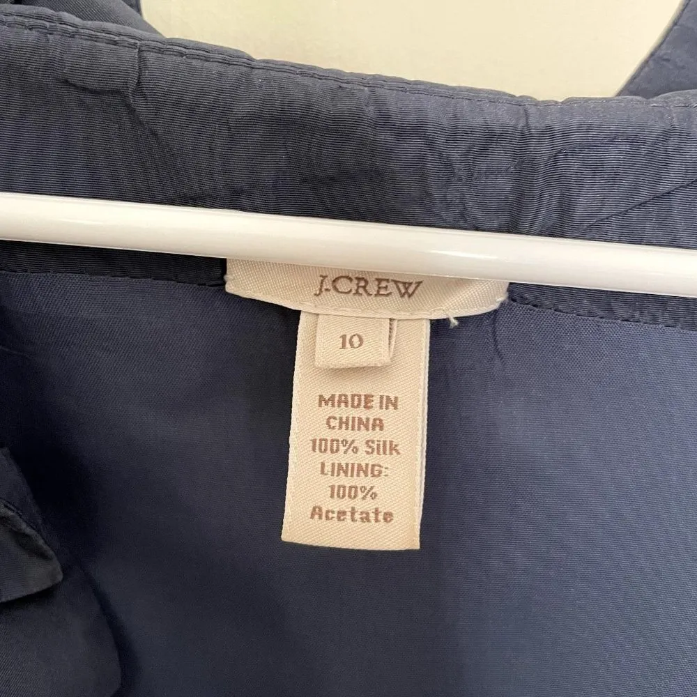 J.Crew silk ruffle sleeveless knee-length midi dress summer semi formal blue - Image 3