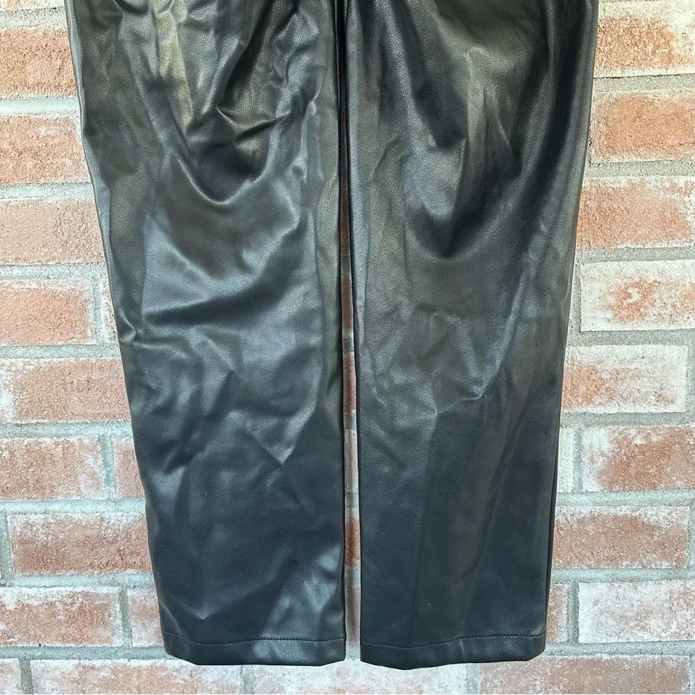 7 For All Mankind Faux Vegan Leather Straight Pants Women’s Small Black Moto - Image 7
