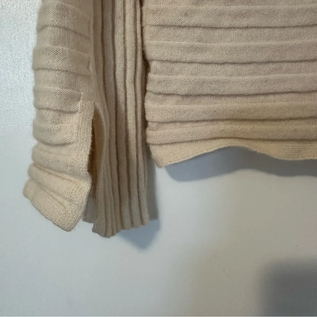 Equipment Emmaline Mixed Rib Wool Cashmere Sweater Cream Womens Small - Image 7