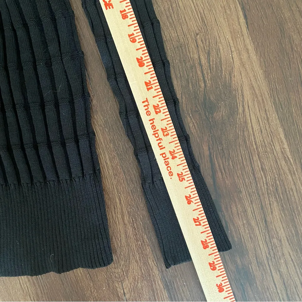 Heather B Ribbed Stretch Cardigan Sweater Black L Size L - Image 7