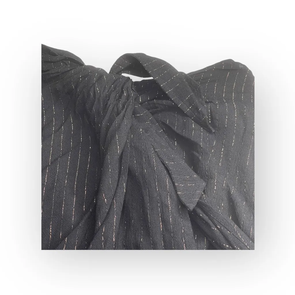 Tori Praver Swimwear 𒀭Bri Midi Metallic Lurex Thread Wrap Skirt 𒀭Black 𒀭Small - Image 11