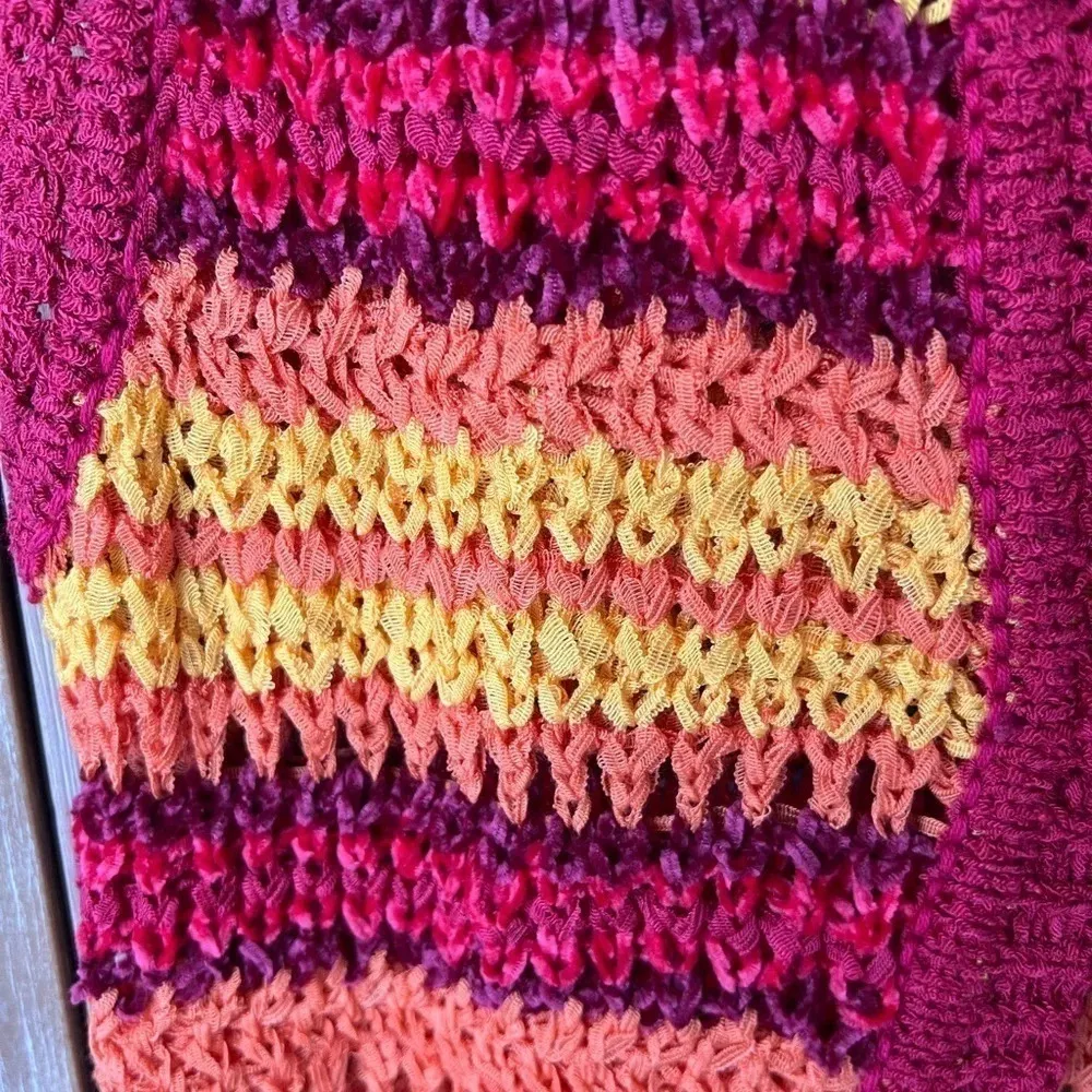 Zara Tie Front Bows tank top knit crochet red orange ganni trendy summer coverup - Image 6