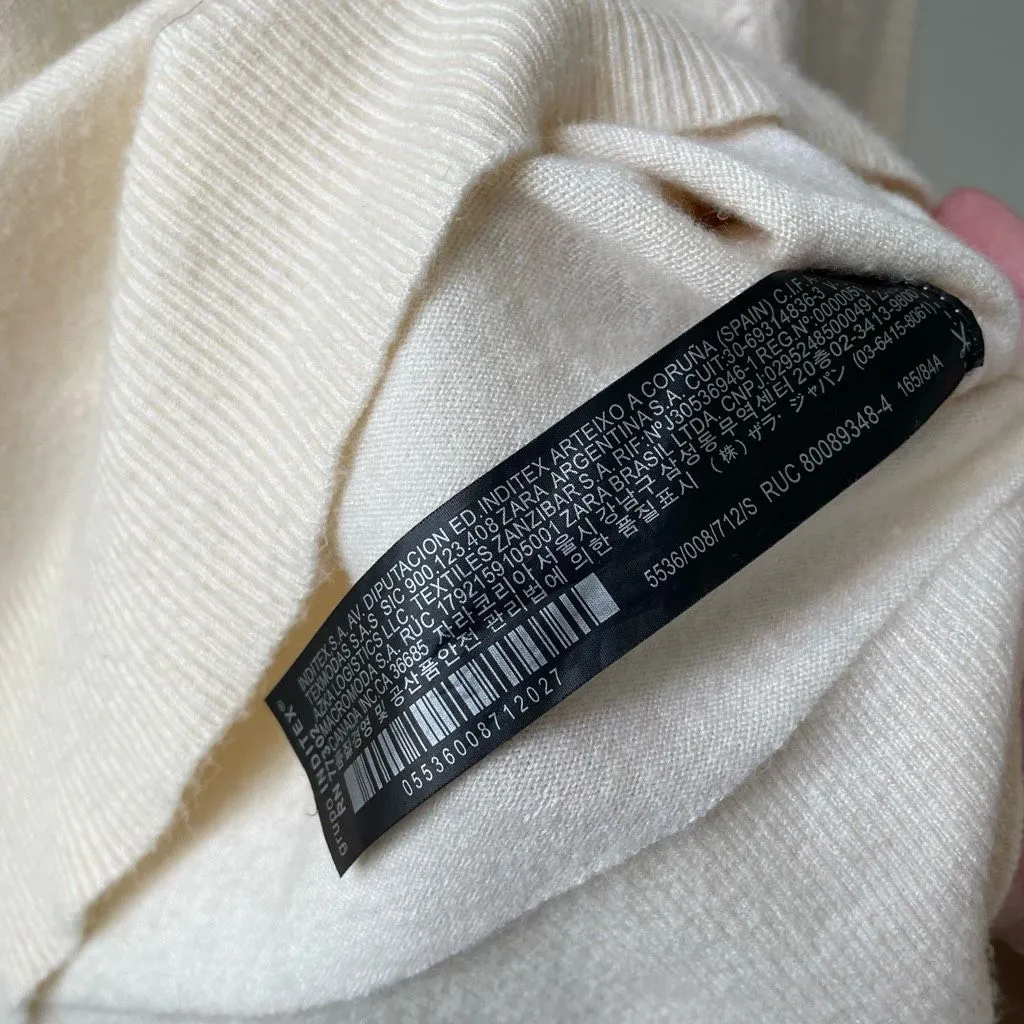 Zara Vanilla Side Ruffle Knit Crop Top Sweater S - Image 8