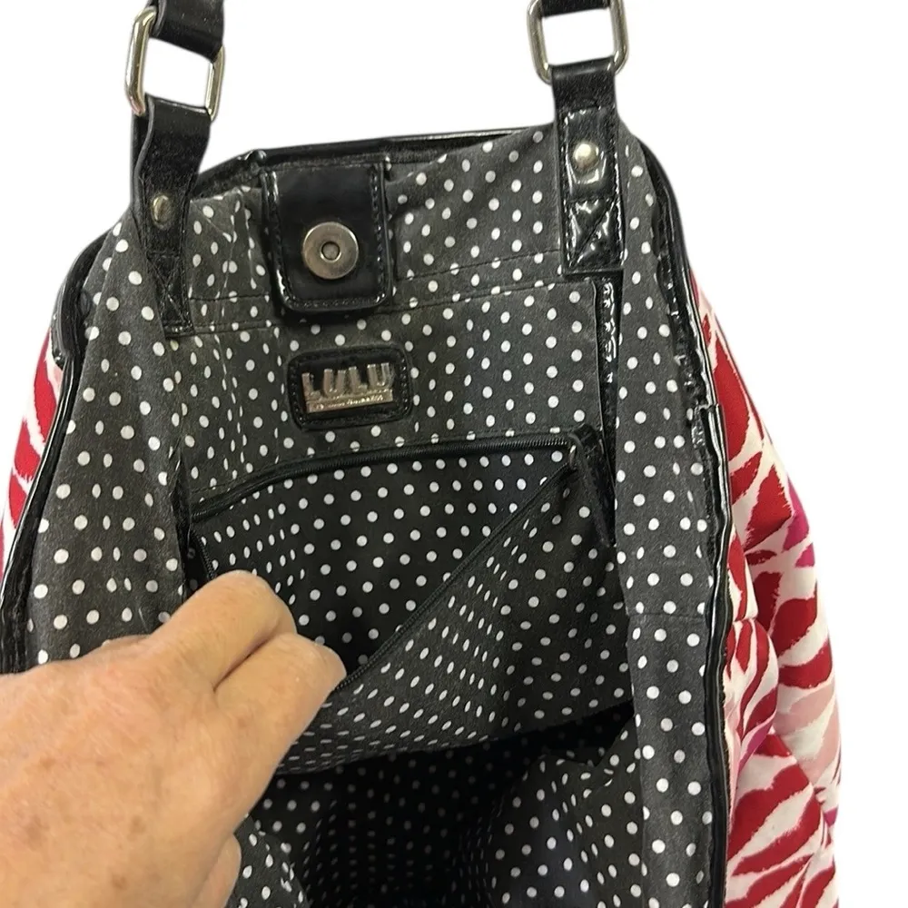 LULU Guinness with Red Pink Lips Kisses Tote Bag Shoulder Bag 14 x 13 x 5.5 inch - Image 9
