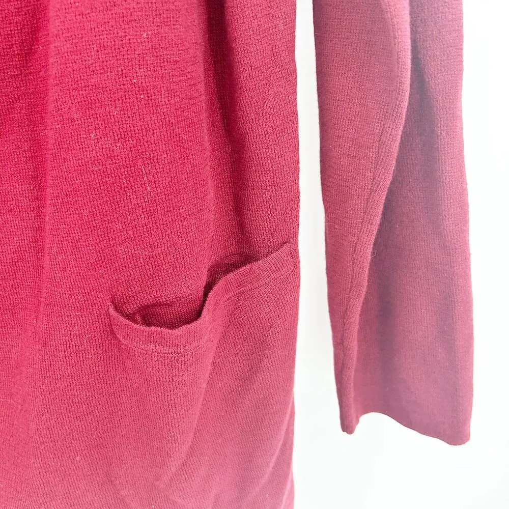 NWT J. Crew Mercantile Womens Collarless Sweater Blazer Cardigan Size L Burgundy - Image 5