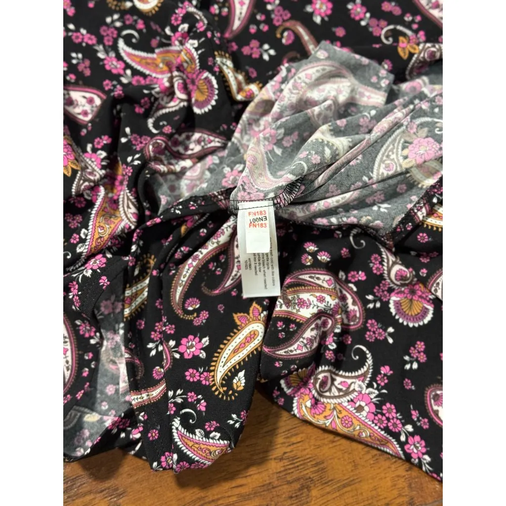 NEW Lane Bryant Womens 14/16 Paisley Print Stretch Blouse Long Sleeve Pink Black - Image 10
