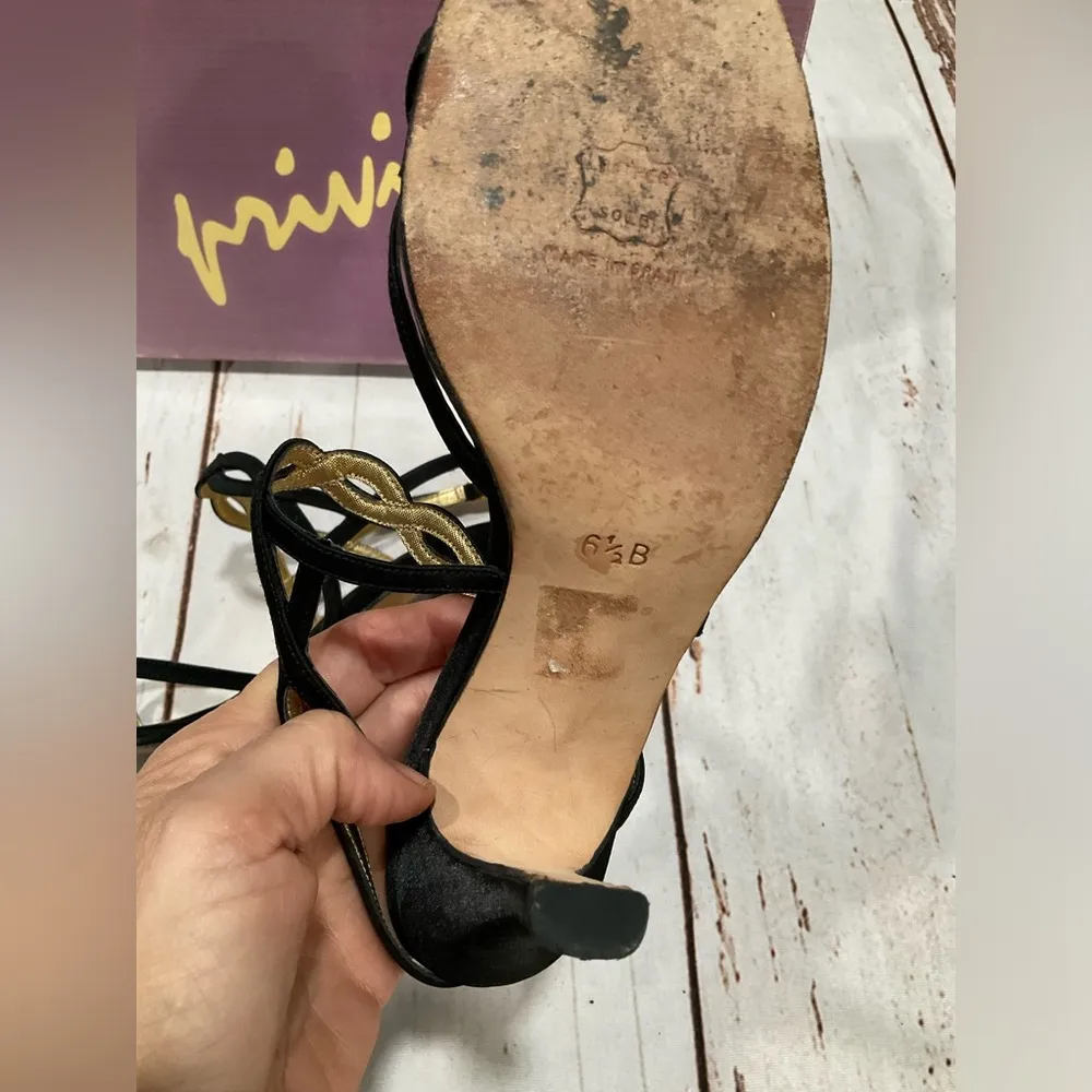 VINTAGE PRIVILEGE BLACK STRAPPY SANDALS Size 6.5 - Image 8