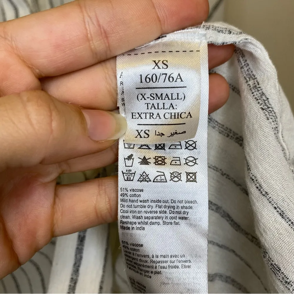 ALLSAINTS Saria Striped Short Sleeve Button Down Shirt Chalk White/Gray Sz XS - Image 11