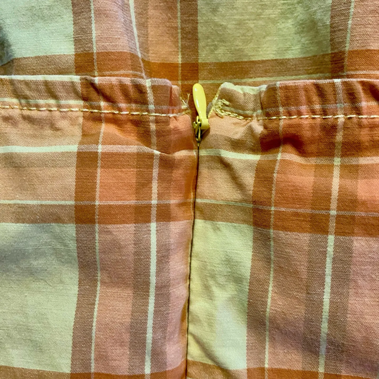 Arizona Jean Co Vintage Yellow Plaid Mini Jumper Dress Womens Medium - Image 11