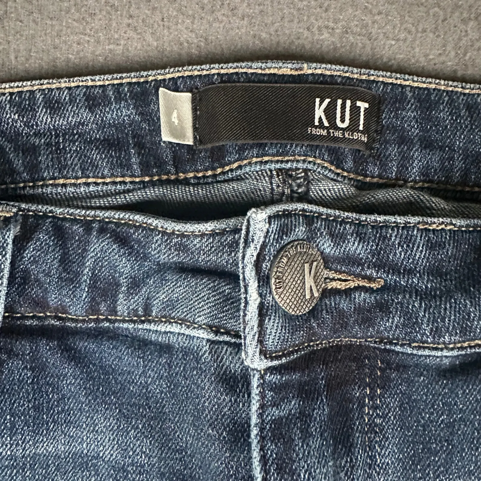 KUT From The Kloth Reese Ankle Straight Jeans Womens 4 Blue Distressed Cropped - Image 6
