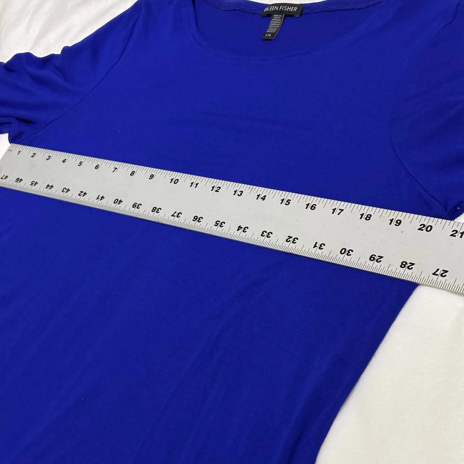 EILEEN FISHER Royal Blue Long Sleeve Jersey Knit Tunic Dress L G - Image 6