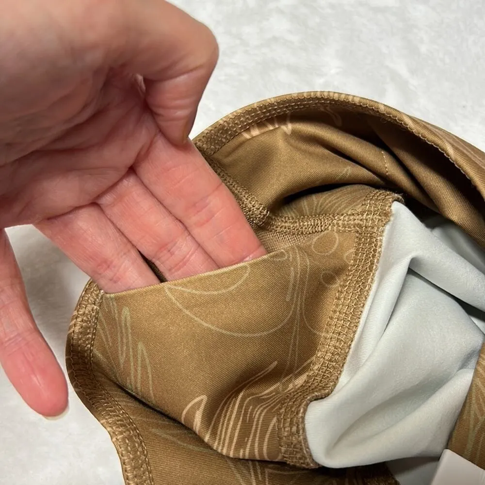 Nike One Luxe Leggings Mid-Rise 7/8 Pants Tropical Gold Tan Dark Driftwood Small - Image 9