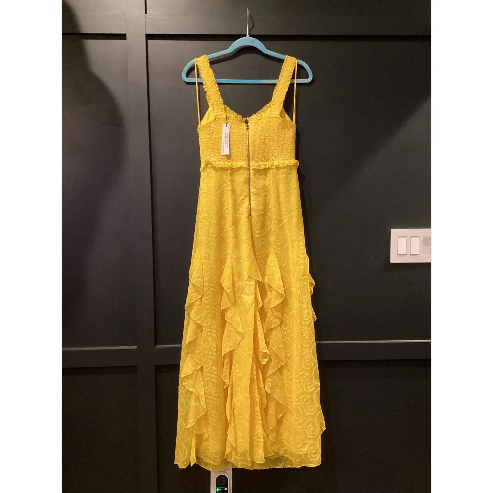 Alice + Olivia Rue Godet Empire Sunbeam Yellow Ruffled Chiffon Maxi Dress  6 - Image 3