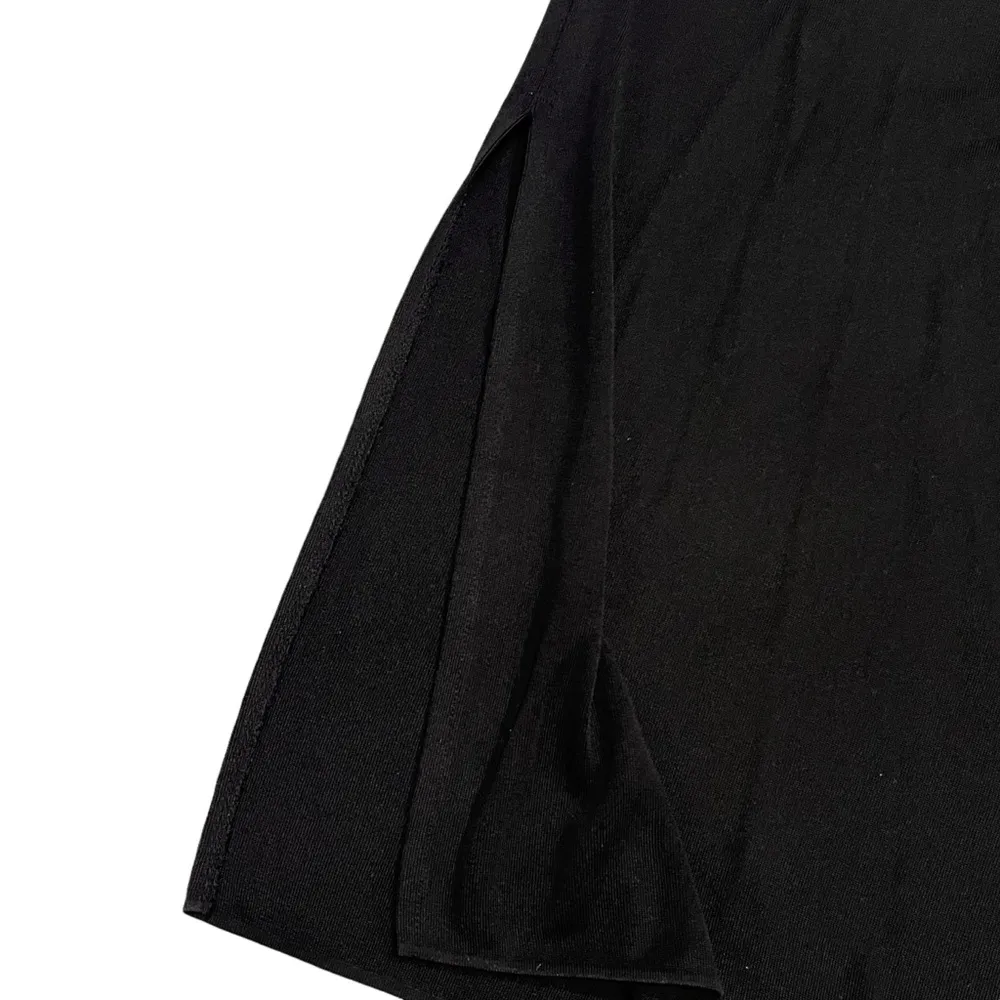 Exclusively Misook Solid Black Stretch Acrylic Knit Side Slit Midi Skirt Small P - Image 7