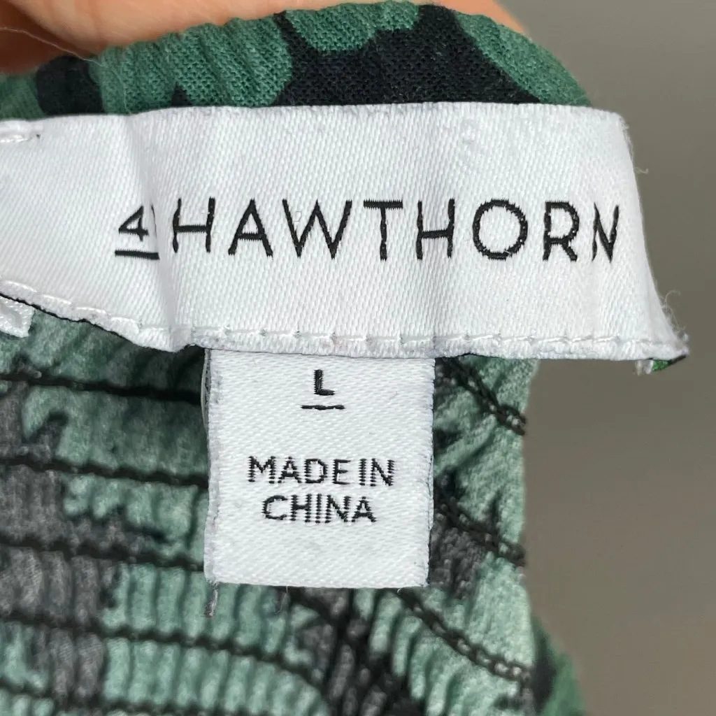 41 Hawthorn Dress Floral Sleeveless Shirred Smocked Back Pockets‎ Size Large Green - Image 7