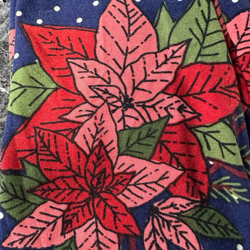 LuLaRoe Christmas Holiday Collection Poinsettia Floral Leggings Plus Size 1X TC - Image 6