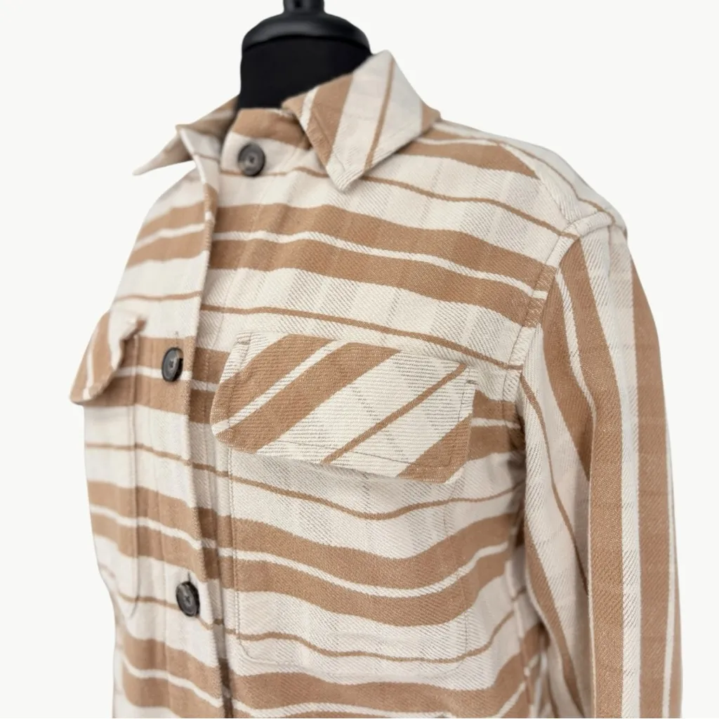 Everlane Oversized Plaid Button Front Cotton Shirt Jacket | Sz Small | Camel Tan - Image 6