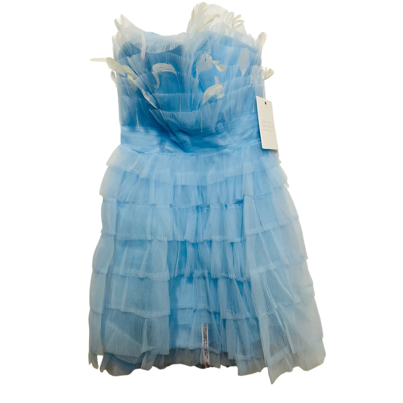 MAC DUGGAL 20529 Powder Blue Strapless Feathers Short Tulle Dress NWT sz 6 - Image 9