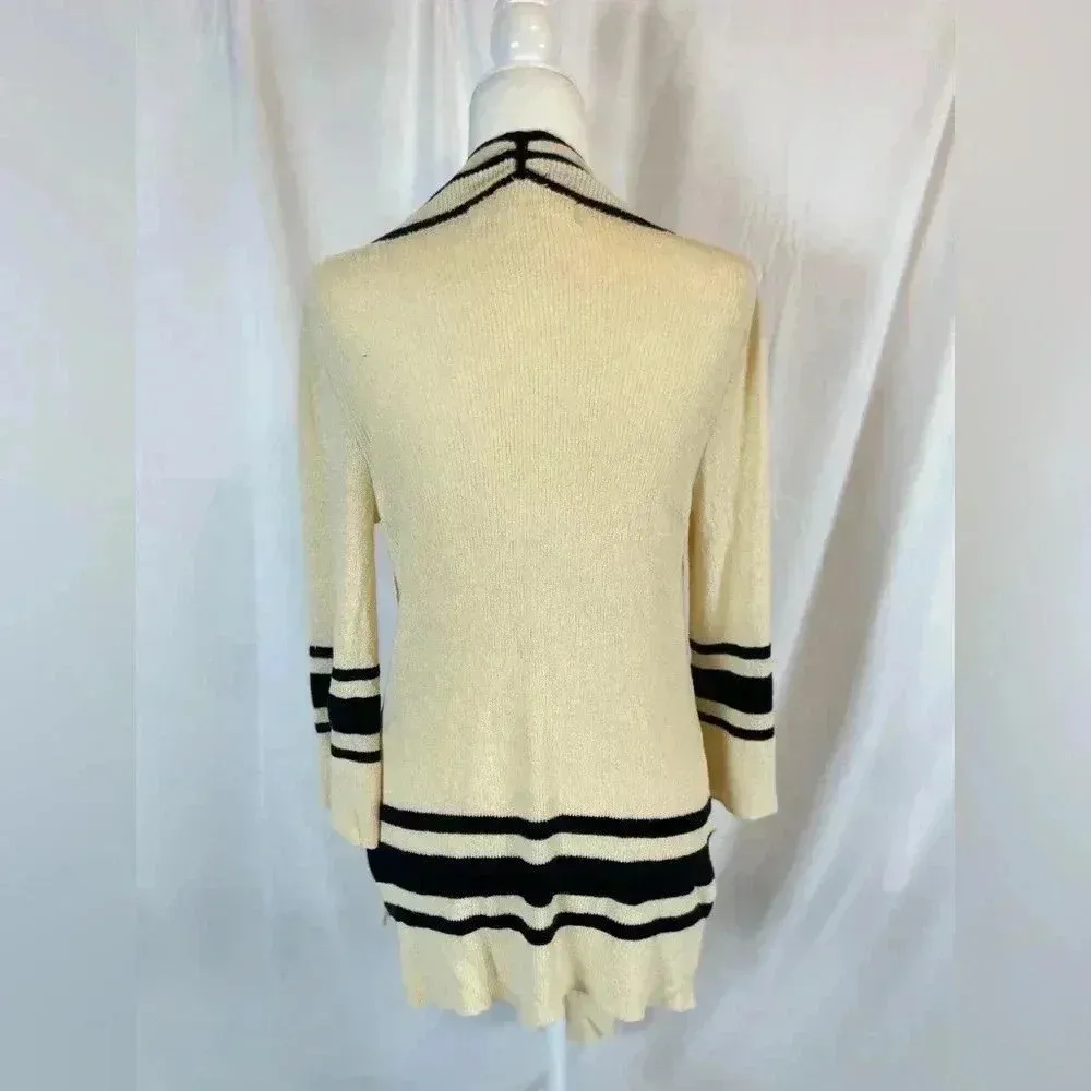 anthropologie SPARROW cream stretchy woven knit cardigan high low woman’s size S - Image 6